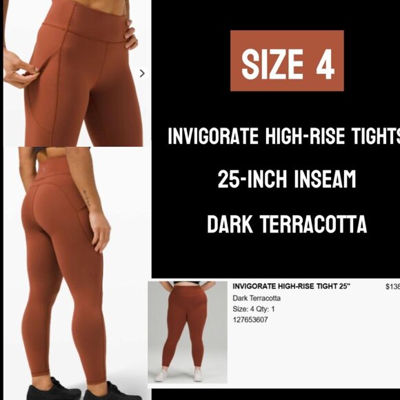 Sz 4 Lululemon Invigorate Tights with pockets! - Picture 1 of 5